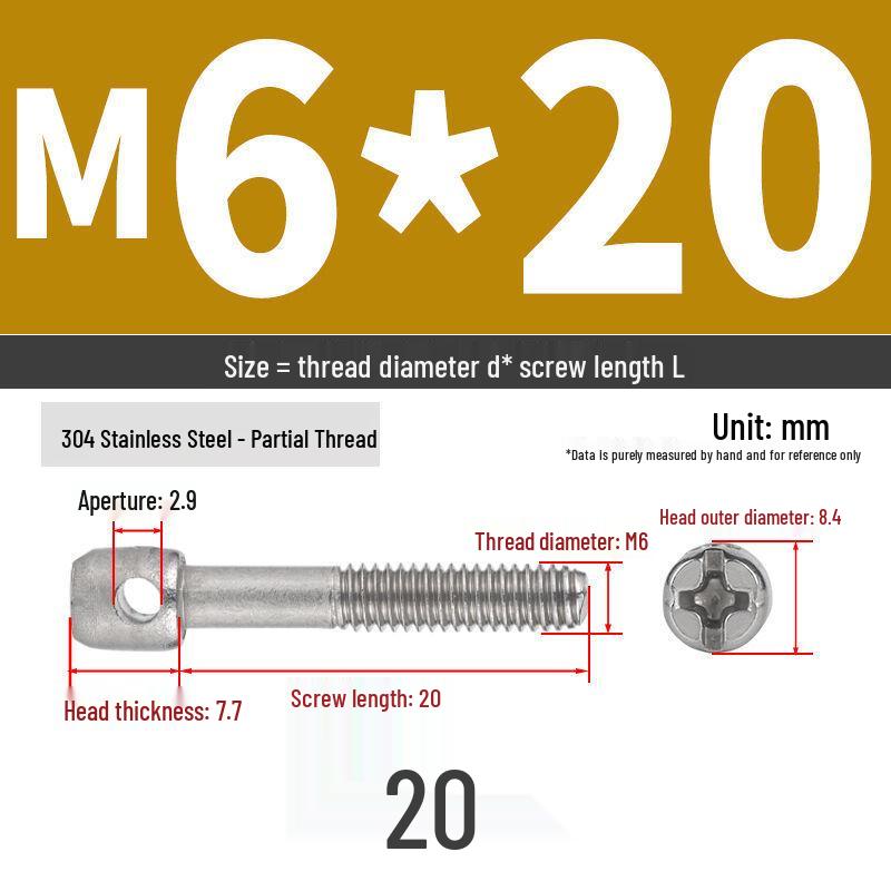 304 Stainless Steel Lead Seal Galvanized Meter Screw with Cross Hole