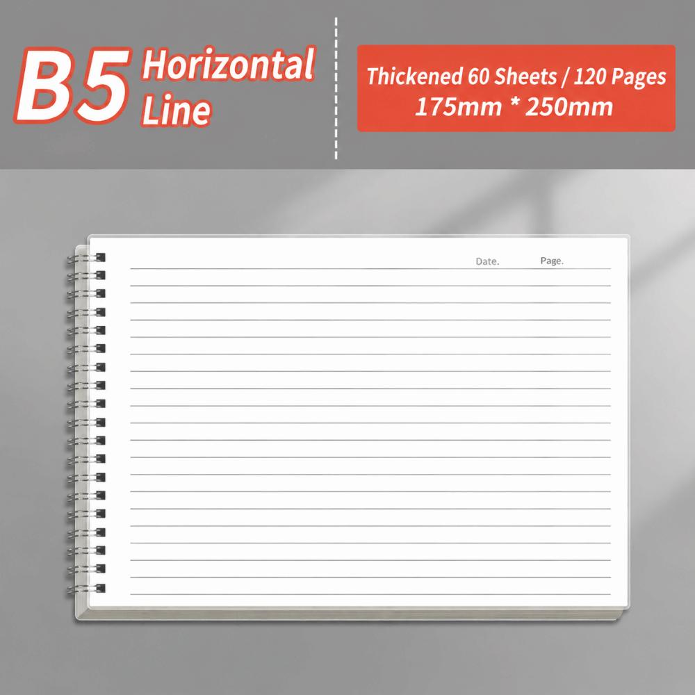 Side-Bound Lined Notebook B5 Spiral Notebook Portable Notebook School Office B5 Lined