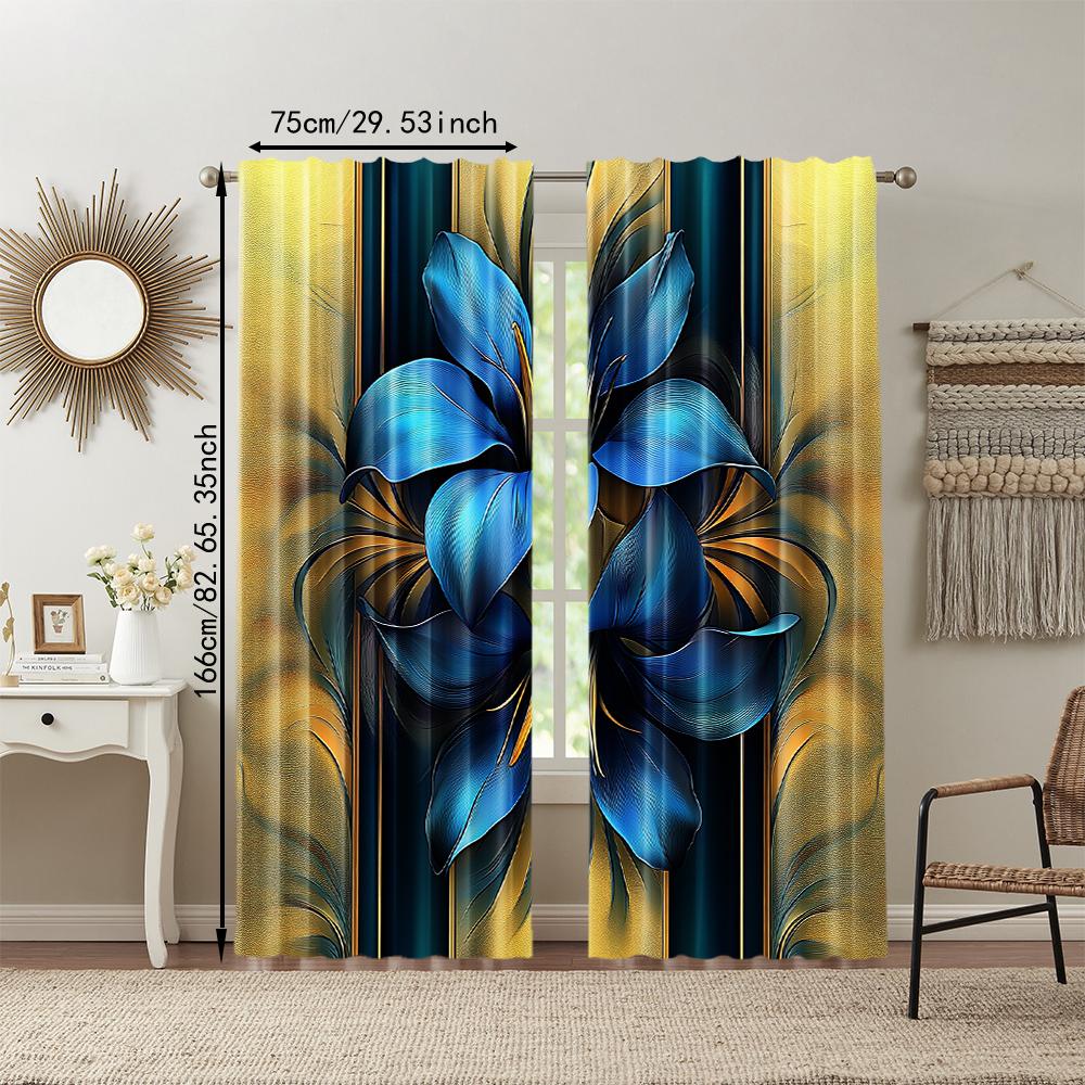 2 szt. Glamour Kwiatowe Zasłony Okienne Można Prać w Pralkce Poliestrowe Draperie Do Salonu Sypialni Wzór Dla Prywatności