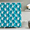 Blue Bunny Face Shower Curtain With Rabbit Pattern For Bathroom Decor Waterproof Fabric For Home Use