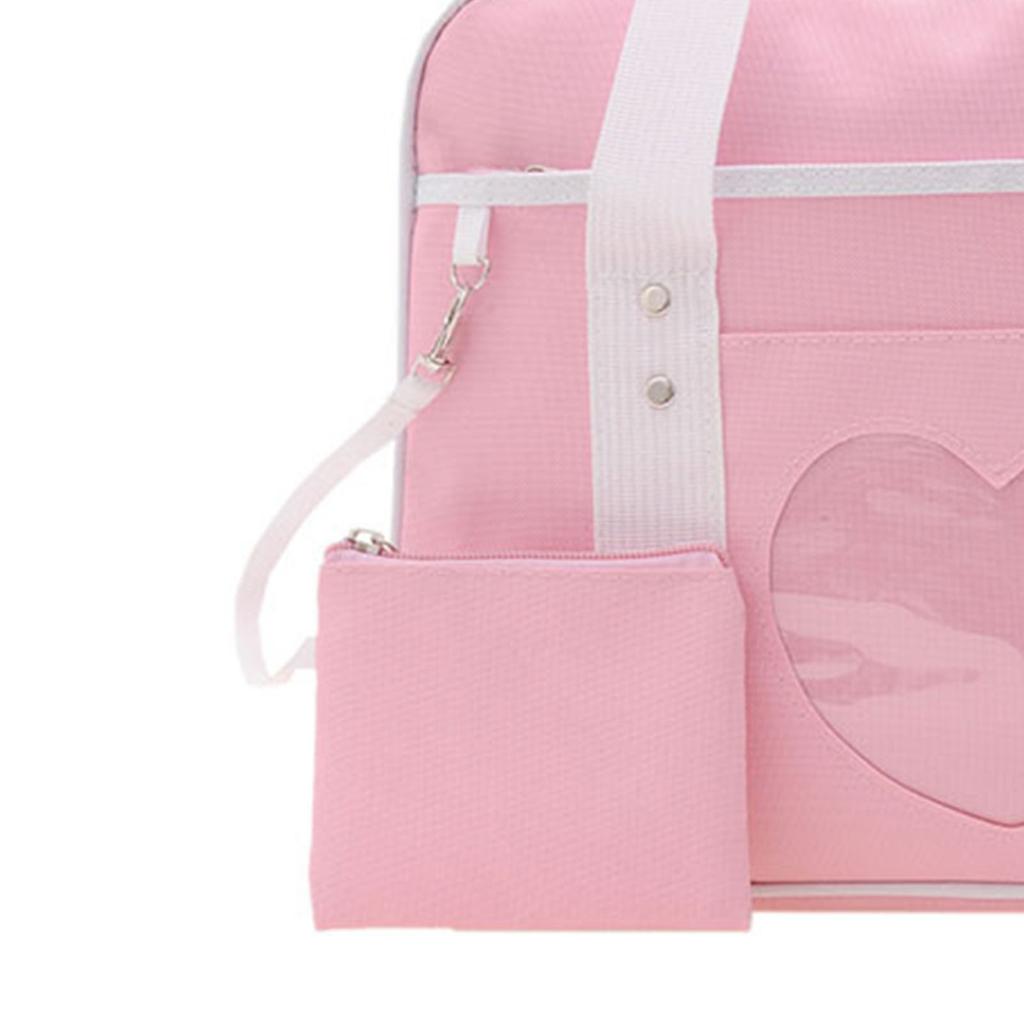 Handbag Portable Transparent Heart Pattern Large Capacity Nylon Material Soft Comfortable Shoulder