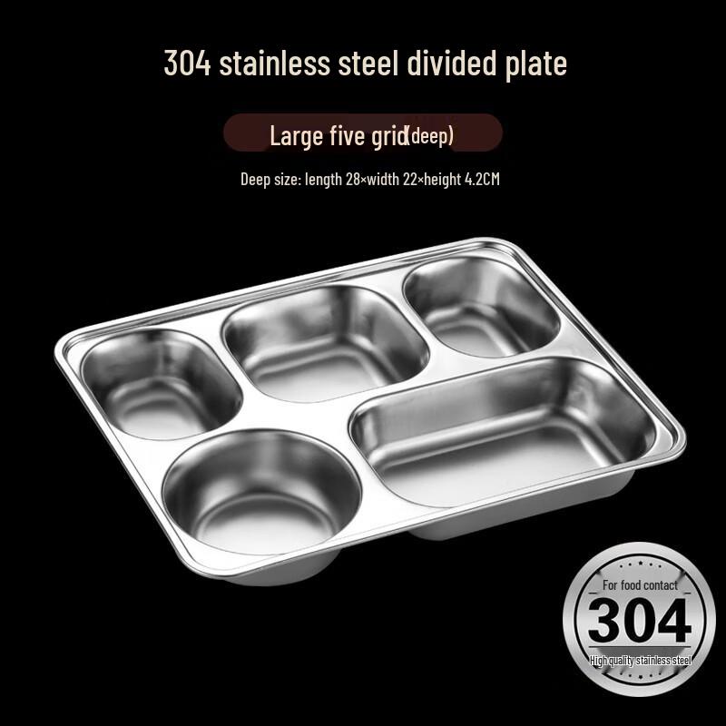 LIJIA FITMENT Stainless Steel 5-Compartment Lunch Tray