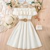 One-shoulder Suspender-stitched Lace Fashionable Girls' Dress