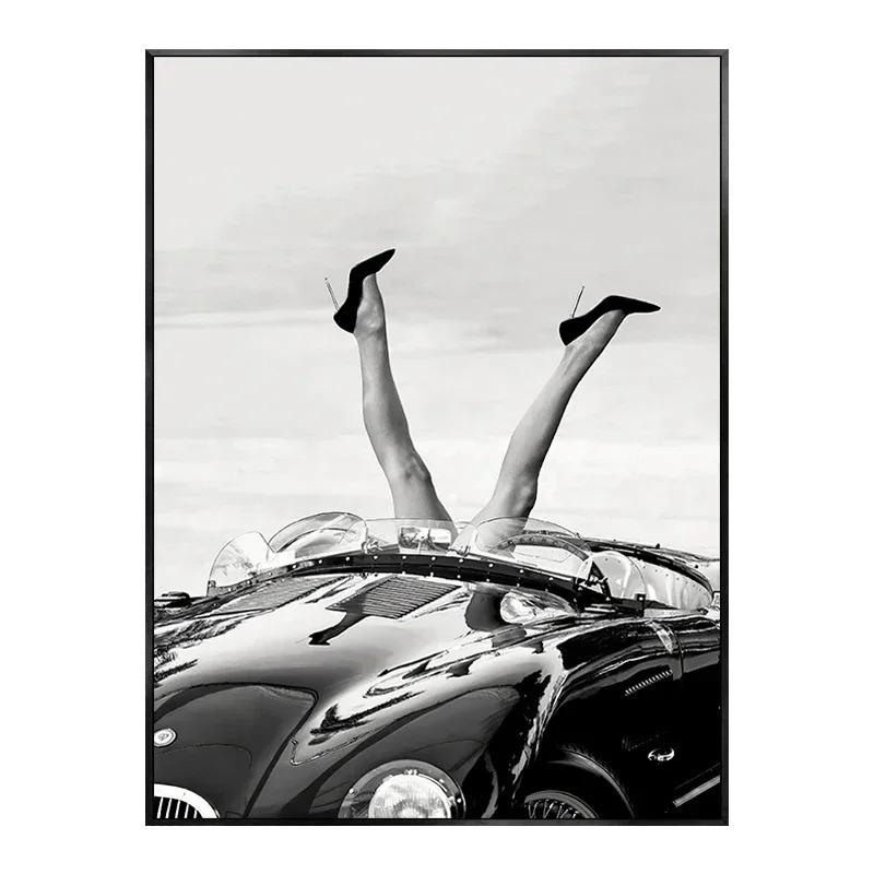 Modern Black White Fashion Sexy Women Paris Poster Decorative Prints Pictures Wall Art Canvas Painting Photos Bedroom Home Decor