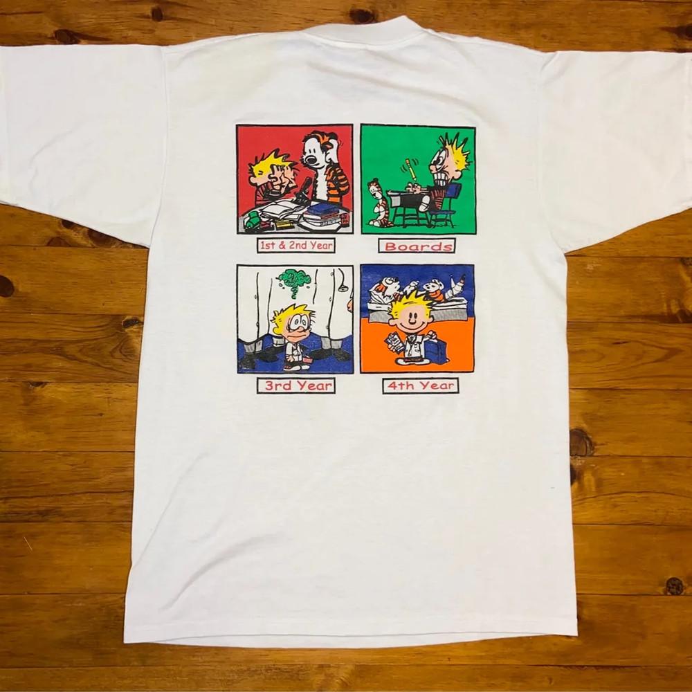 Vintage 90s Calvin And Hobbes School Of Medicine Tshirt Unisex T-Shirt S