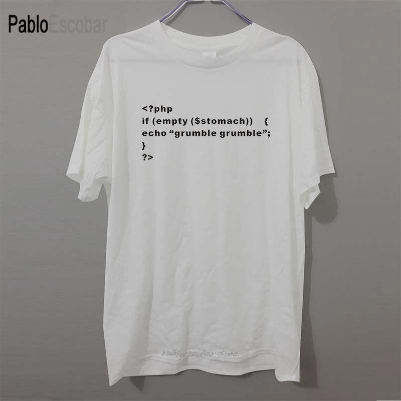 New PHP Coder Web Developer Printed Funny t shirt white  Tee Camisetas T-shirt Cotton Mens