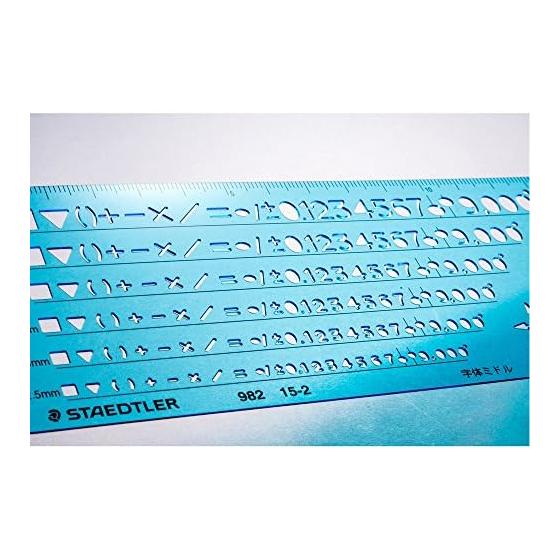 STAEDTLER Template Ruler for Numbers, 0.5mm Mechanical Pencils, 1 Pc, 982 15-2, Character Height 2.5-6mm, Circles 4-12mm, 9 Holes, W175xH65xD0.5mm,