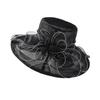 Elegant Women's Organza Sun Hat with Large Flower - European & American Style