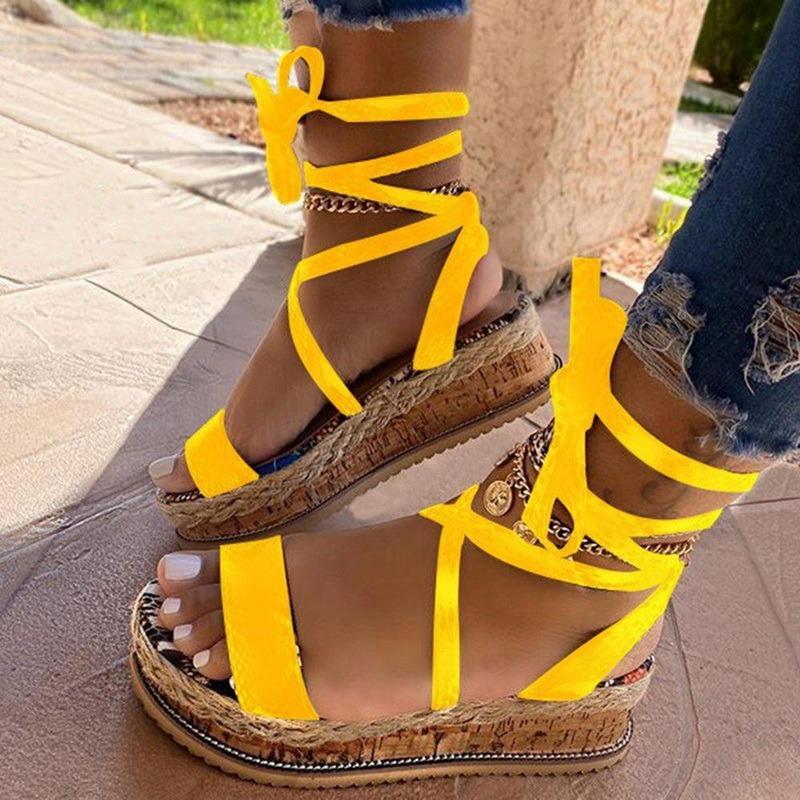 Neueste Sommer Damen Schlangen Sandalen Plateau High Heels Kreuzriemen Knöchelriemen Offene Zehen Strandparty Damen Schuhe Zapatos Sandalen