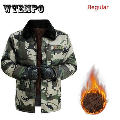 Men's Camouflage Stand-up Collar Down Jacket Regular Winter Thick Warm Cotton Jacket Men's Casual Top Zipper Metal Buckle Coats Outdoor Tooling