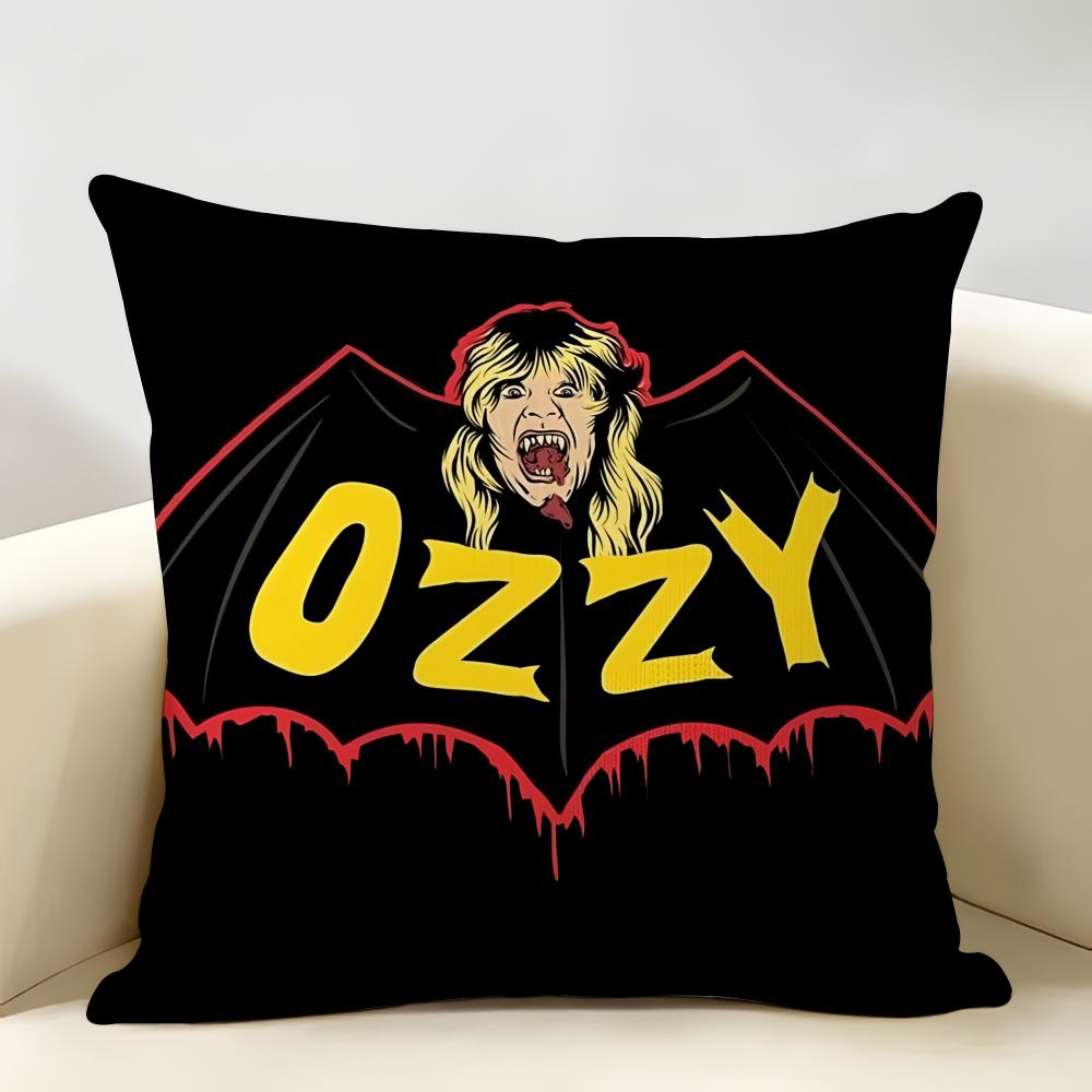 LOGO OOzzy Osbourne Cushion Cover Natural Linen Organic Fabric DoubleSided Printing Room Sofa Decor Pillow Case