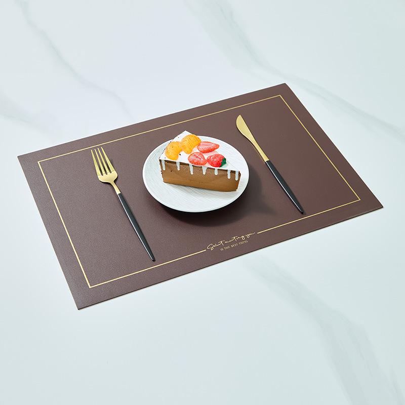 In Stock Waterproof Leather/PVC Placemat: Western Dining and Heat-Resistant Square Mat for Living Room or Hotel Use.