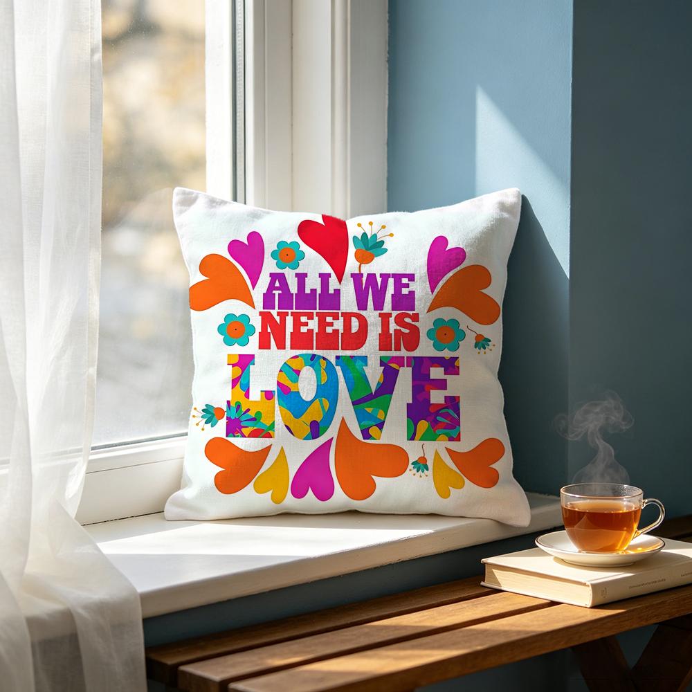 CColorful Heart Floral Love Text Cushion Cover Cushion Cover Set Pcs x x x Pillowcase Decorative Sofa Home Decor