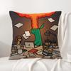 Cartoon Art Joguman Cushion Cover Summer Coolness Linen Fabric Double-Sided Printing Pillow Case Sofa Home Decor Gift