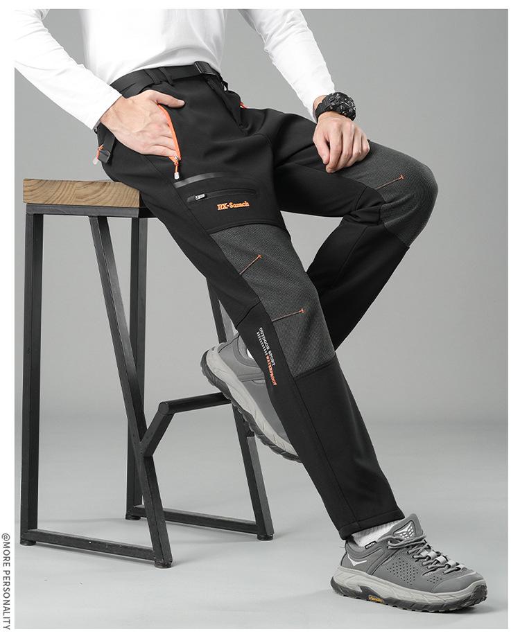 Men's Plus Velvet Winter Ski Pants - Windproof, Waterproof, Wear-Resistant, Warm for Hiking, Fishing, and Mountaineering.