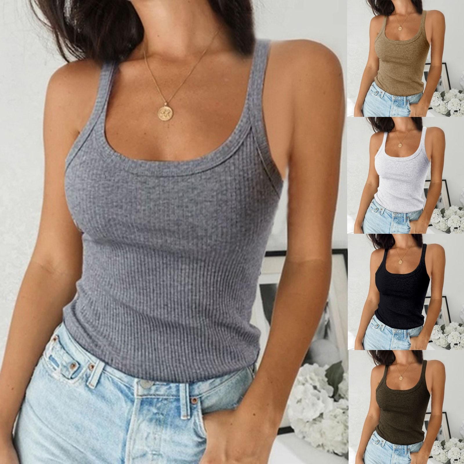 

Women Plus Size Fashion Sleeveless Tops Slim Fit Vest SummerTank Top Casual Tops