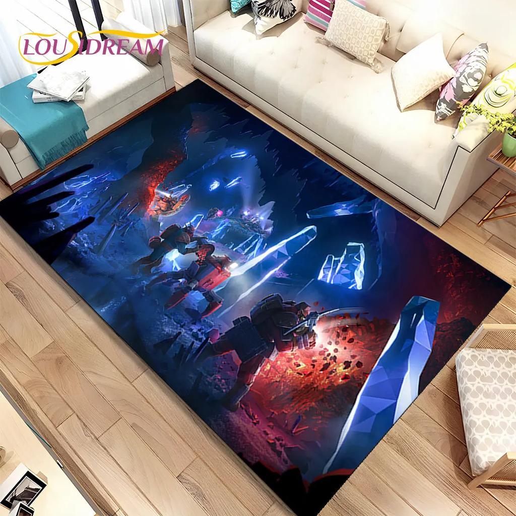 3D DRG Deep Rock Galactic Game Gamer Area Rug,Carpet Rug for Living Room Bedroom Sofa Doormat Decoration,kids Non-slip Floor Mat