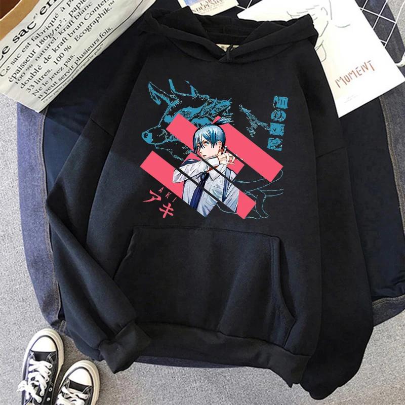 Motorová pila Anime Dámské Mikiny s kapucí s klokaní kapsou Harajuku Dámský Rukáv Pulovr Ležérní Streetwear Oblečení Topy Estetické Oblečení