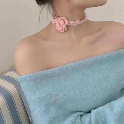 Stickad Rose Chokerhalsband Unikt Sofistikerat Halsband Elegant Halsband Damtillbehör