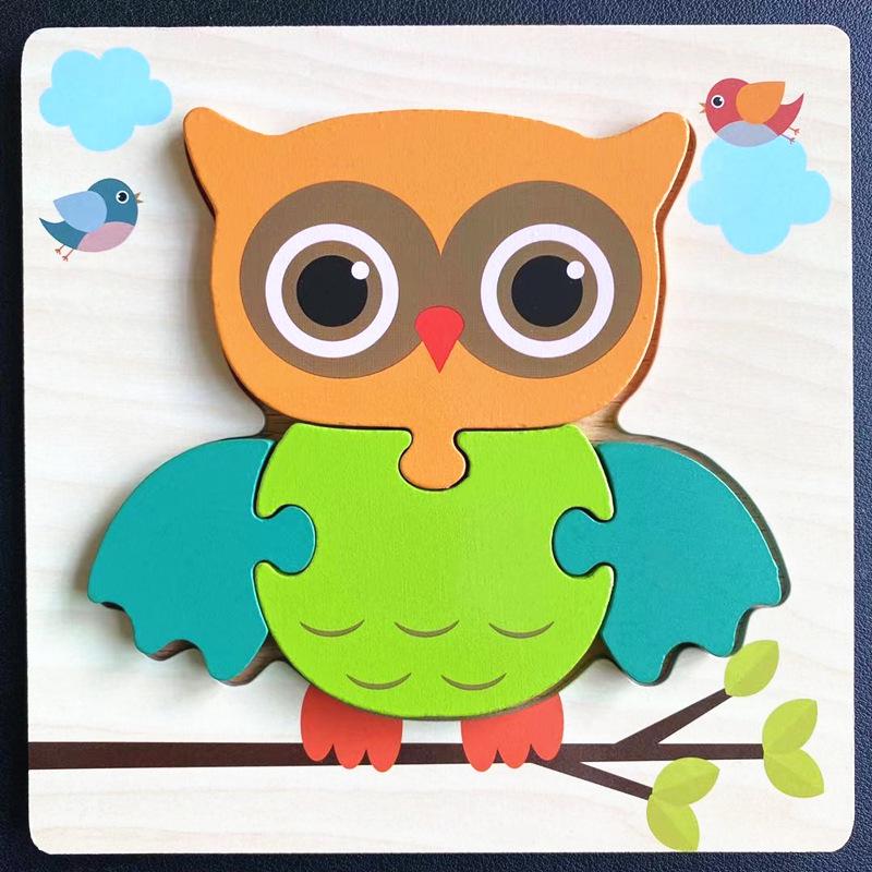 Children's 3D Wooden Animal Puzzle Board - Educational Toy for Early Learning