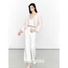 Blacknini Yin Waffle Pink Dai Spring Sakura Bai Nian Lt High Luxury Fabric Bell Sleeve Tweed Outwear