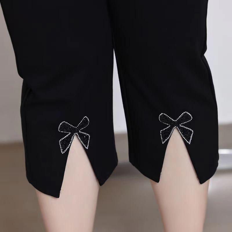 Spodnie Letnie Cienkie Damskie Plus Size z Wysokim Stanem Siedmiopunktowe Luźne Wyszczuplające Spodnie Damskie