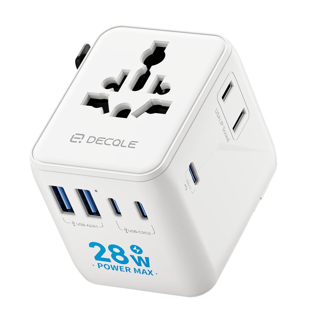 Decqle International Adapter Converter with 3 2 Ports an Additional AC Simultaneous Charging for 7 Worldwide Compatible with Countries Including the