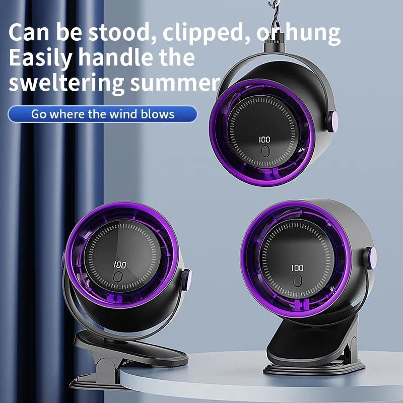 Desktop Bladeless Fan, USB Clip-on Air Conditioner, Portable Digital Display 100-speed Turbo Mini Fan