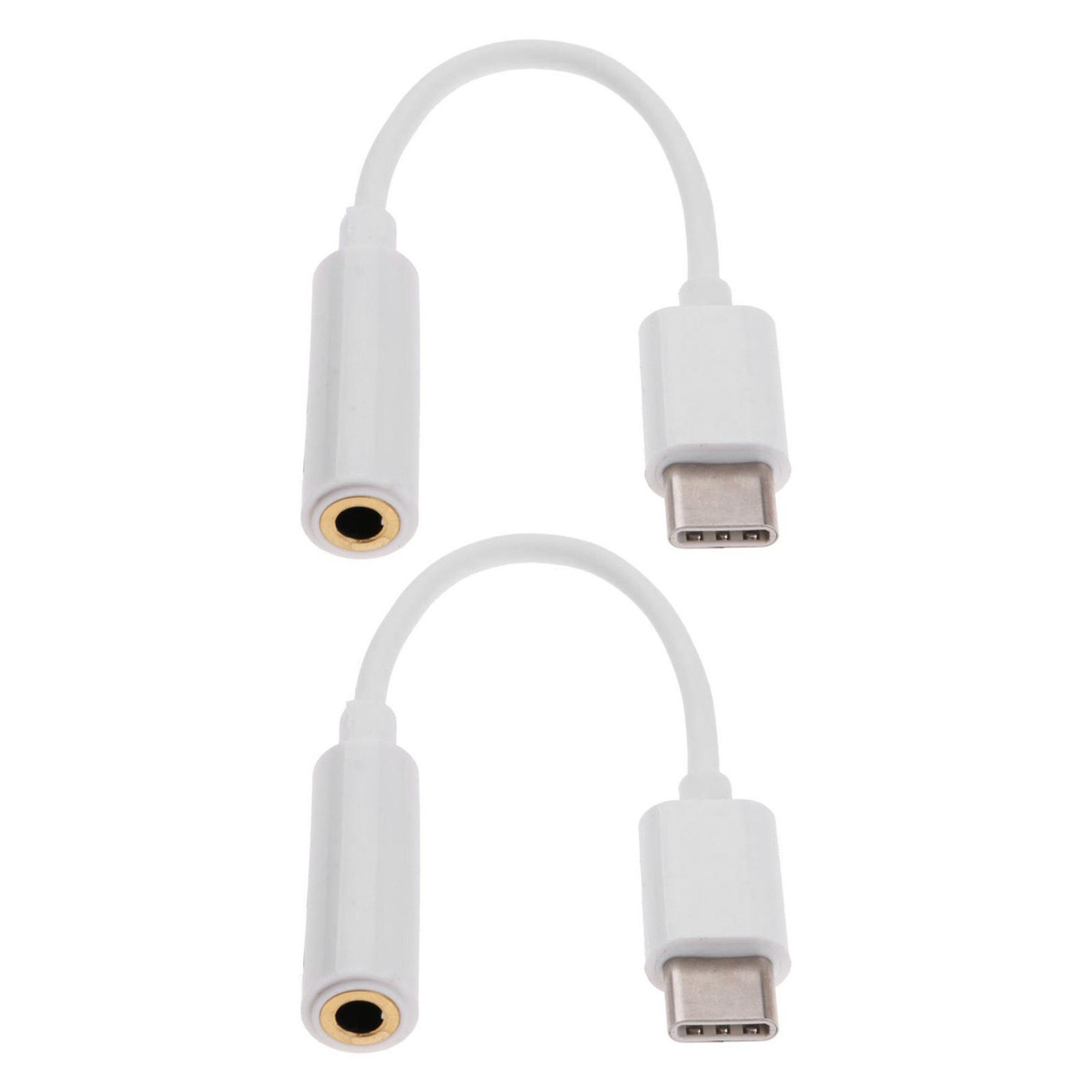 

Pack of 2pcs Type C to 3.5mm Adapter Cord Headphone Type C Converter Cable Line Short Connection Wire 7cm Long білий