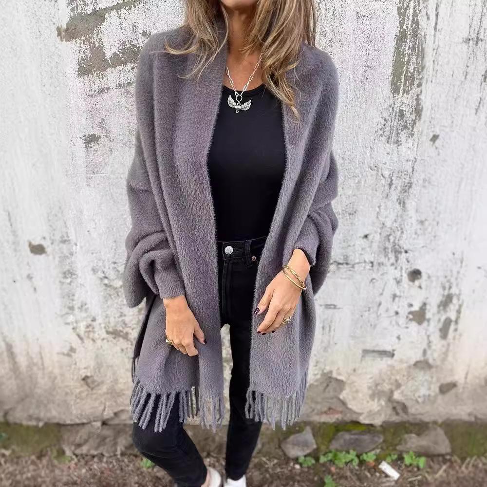 2025 Exclusive Autumn/Winter Women’s Batwing Sleeve Tassel Cardigan Shawl