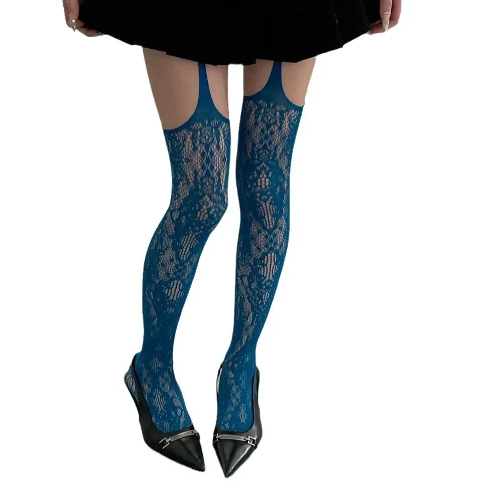 Hollow Out Lace Mesh Tights Pantyhose Lolita Japanese Fishnet Stockings Women Nylon Floral Print Sexy Summer Party Pantyhose