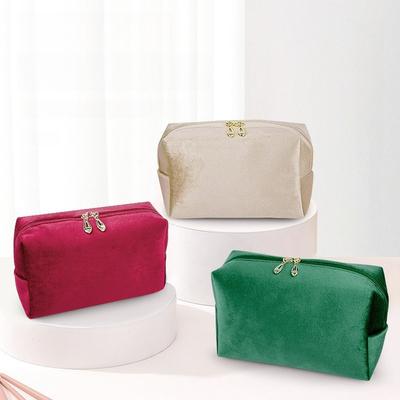 1 pièce Trousse de maquillage en flanelle Organiseur cosmétique Pochette de maquillage portable à main pour voyage en extérieur Rangement quotidien pour articles de toilette