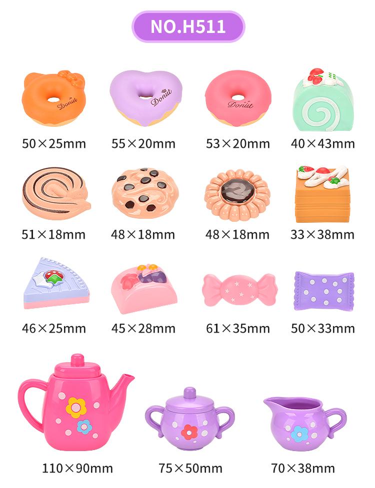 Children's Tea Party Set 27 Pcs Kitchen Role Play Pretend Teapot Teacup Dessert Cake Toy Girl Christmas Gift
