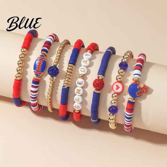 Football Party Accessory Game Day Bracelets Stackable Sports Charm Elasticated