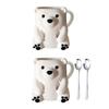 Polar Bear Ice Cream Cup Holder 3D Printed Cute Animal Ices Creams Cooler Container Leak-Proof Ice Pint Holder