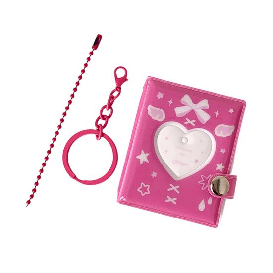 Heart Small Photo Album Keychain Hollow Photocard 32 Pockets Binder for 2 Inch Photo Mini розы красного