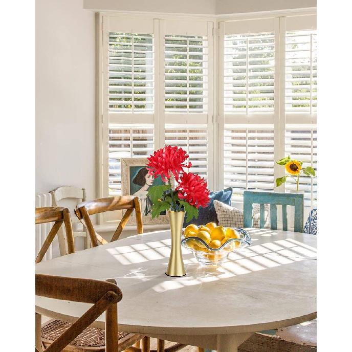 Vixdonos 6.7 inch Brass-Toned Metal Vase Small Flower Vase Set of 2 Modern Decorative Vase for Home Decor, Wedding or Gift(Gold)