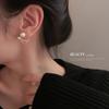 Korean metallic pearl stud earrings C-shaped design earrings temperament simple temperament earrings