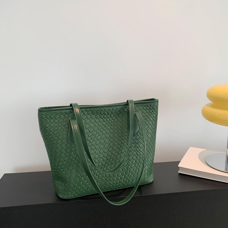 

Стильная однотонная большая вместимость простая повседневная сумка-тоут в иностранном стиле для переноски через плечо, переносная женская сумка под мышкой зелёный