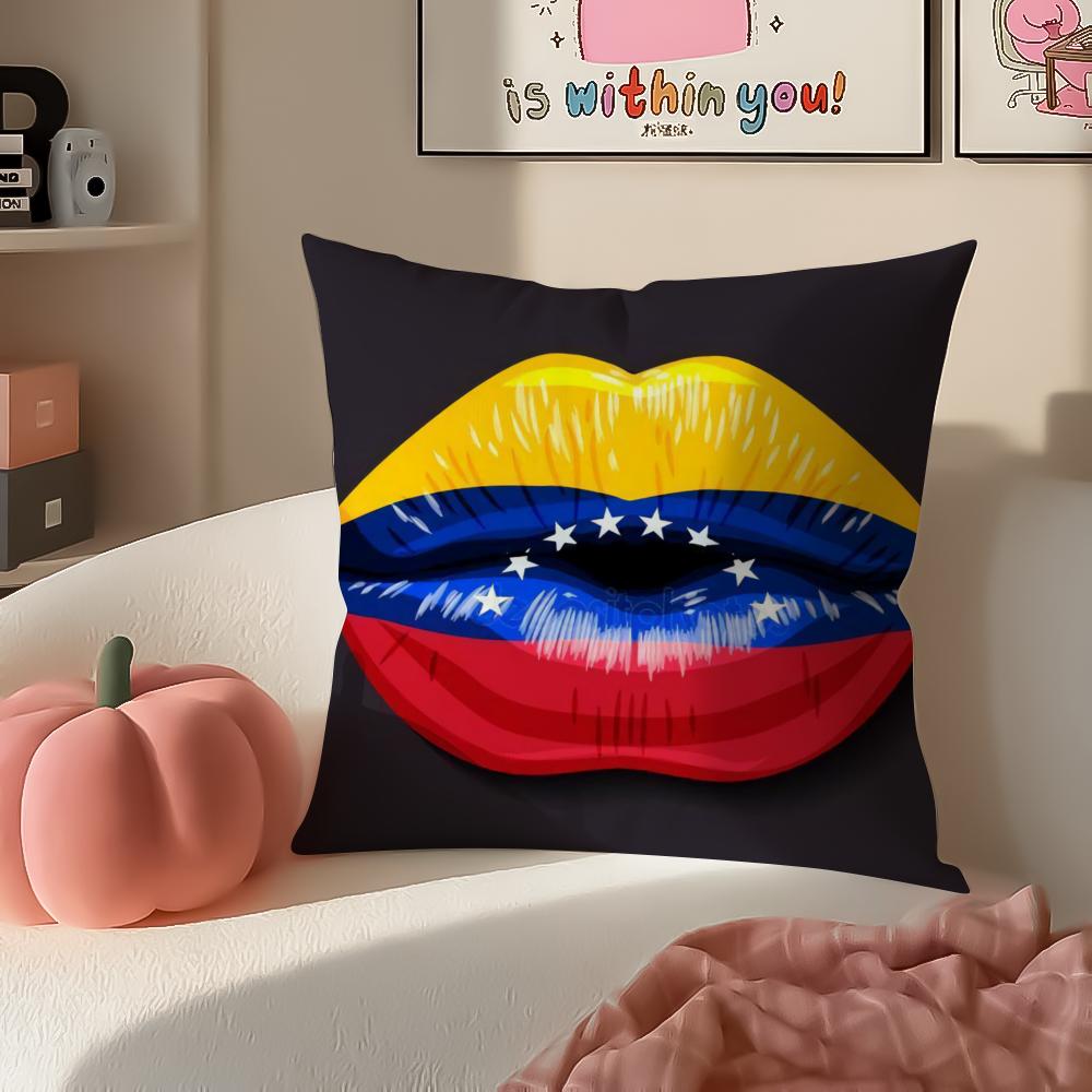 Vibrant Cultural Art VVenezuela Cushion Cover Pillowcase Short Plush Invisible Zipper Room Sofa Cushion Cover
