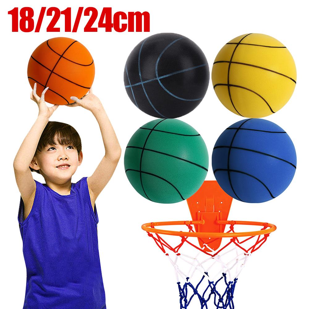 Indoor Silent Basketball Sport Hüpfbälle 18/21/24cm Hochdichtes Schaummaterial Kinder Erwachsene Balltraining Mit Tragbarem Netz