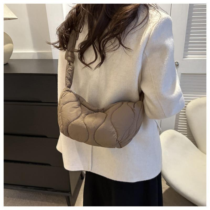 Fashion Down Bag Spring New Oxford Fabric Quilted Dumpling Bag Solid Color Shoulder Bag Crossbody Bag Women