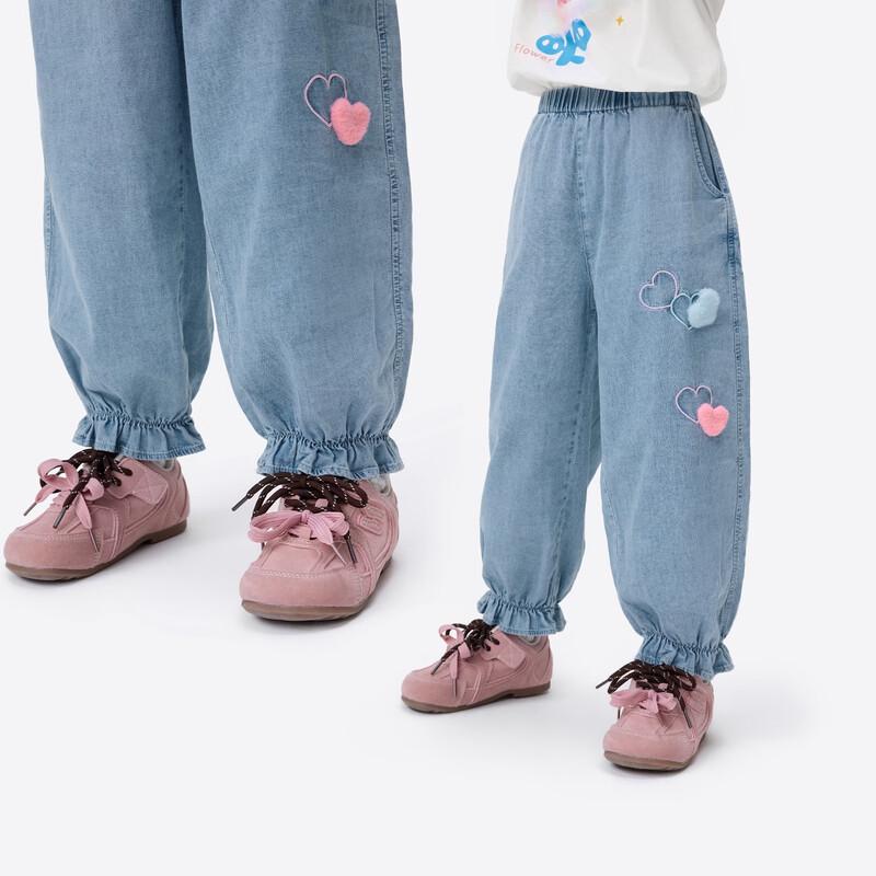 

Girls Summer Breathable Cotton Jeans with 3D Heart 130