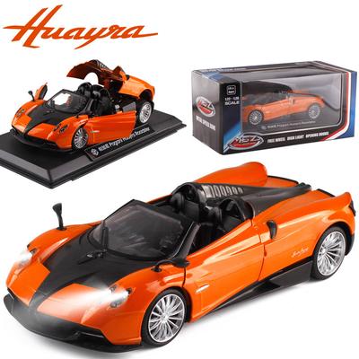 1:Pagani Huayra Roadster-Automodell im Maßstab 24, Spielzeug für Jungen im Alter von 3–12 Jahren, zurückziehbare Fahrzeuge mit leichten Türen und zu öffnender Motorhaube