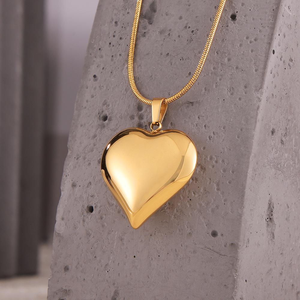 

Подвеска-сердце с покрытием из 18-каратного золота, титановая цепочка для ключицы - европейский и американский ретро-шик стиль, ювелирные изделия