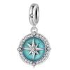 WOSTU 925 Sterling Silver Enamel Compass Pendant Charm For Women