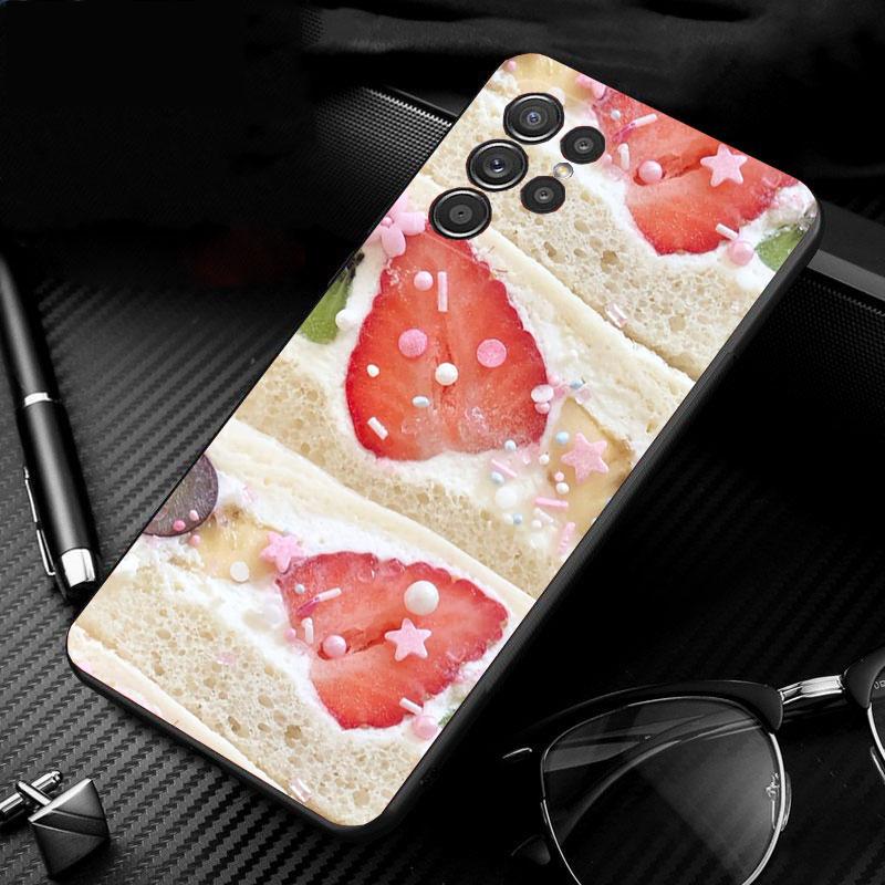 Phone Case For Samsung Galaxy S26 S25 S24 S23 S22 Ultra S23 S22 S25 Plus S24 FE S26Edge Strawberry Cat Cartoon