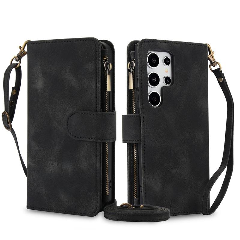 Luxury Crossbody Strap Leather Phone Case for Samsung Galaxy S26 Ultra S25 Edge S24 Plus S23 FE S22 S21 S20 Note 20 Card Wallet
