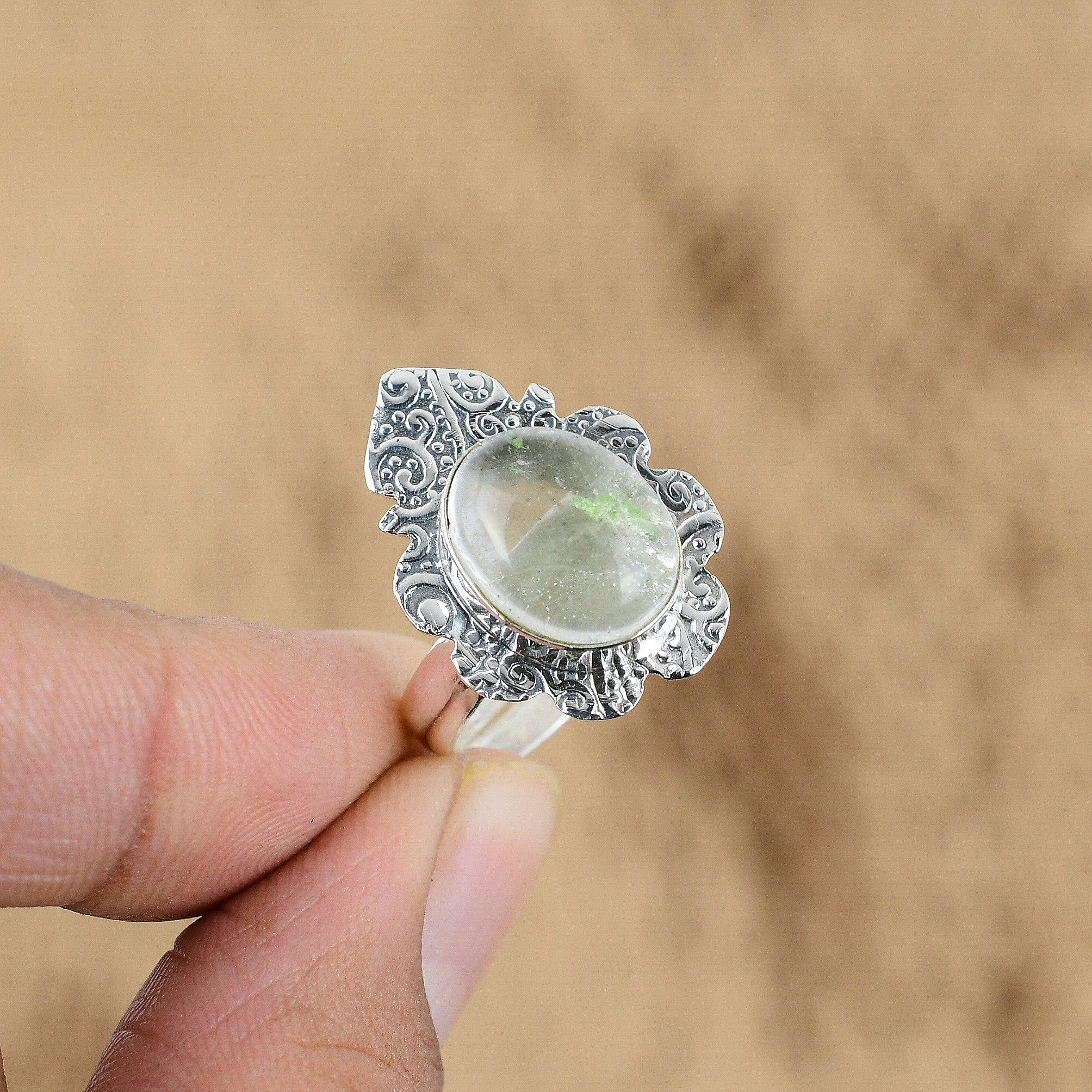 

Natural Crystal Quartz Gemstone 925 Silver Multi Stone Adjustable Ring For Women Yes