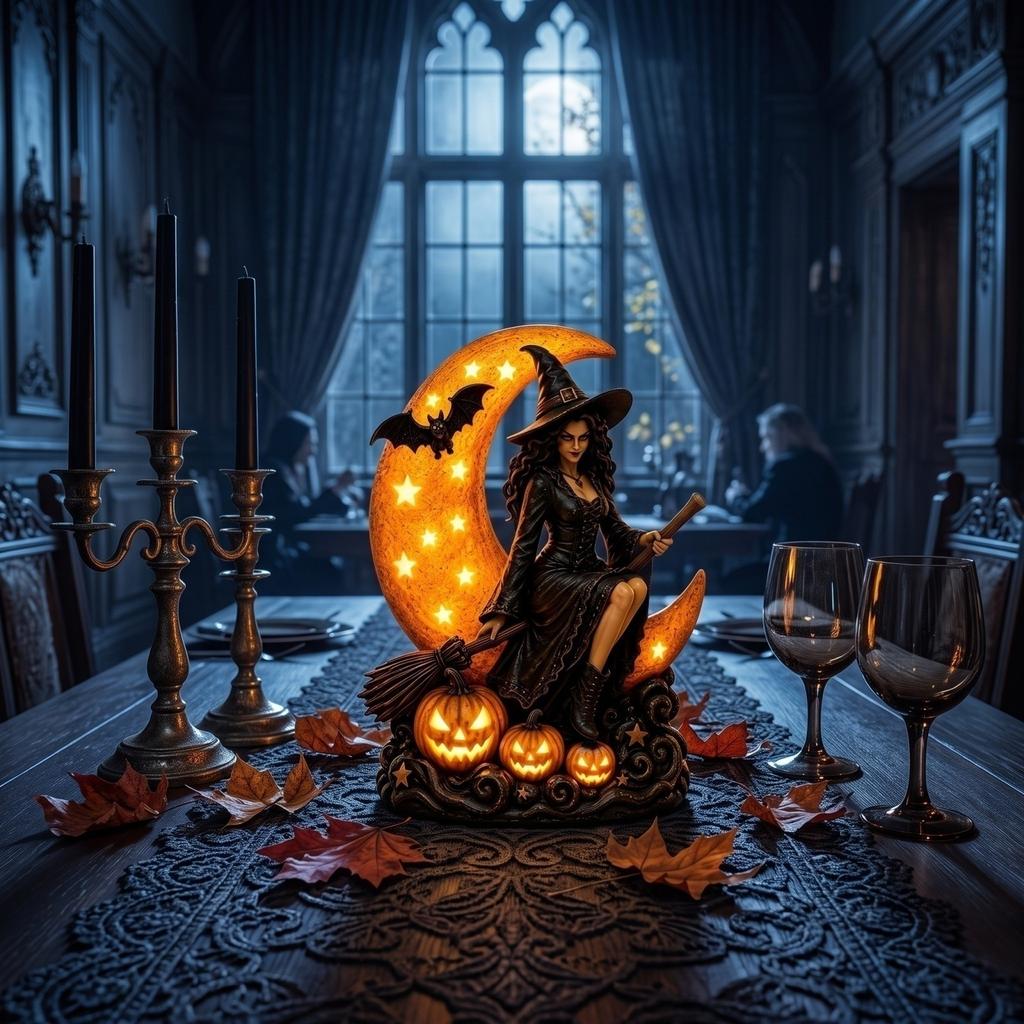 Halloween Witch Lamp - Decorative Table Light for Holiday Home Decor (1 Count)